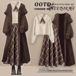 A gorgeous autumn French-style dress; a complete Chanel-inspired sweater and dress outfit for late autumn and winter.