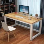 Double desktop computer desk, simple desk for bedroom and home use, study desk, minimalist writing desk, rectangular office desk