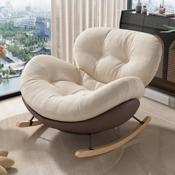 Simple and modern rocking chair for balcony, living room, leisure recliner, bedroom, home use, nap beanbag chair, can be reclined or sat.