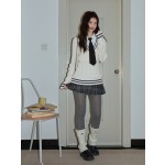 Bai Xiaoyu's original preppy style polo collar long-sleeved knit top, suitable for layering or wearing on its own in autumn and winter.