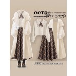 A gorgeous autumn French-style dress; a complete Chanel-inspired sweater and dress outfit for late autumn and winter.