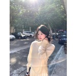Lazy-style high-neck sweater for women, loose fit, soft and cozy white pullover top, perfect for autumn and winter.