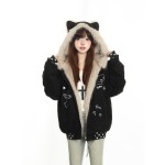 Xiao Hang hasn't had enough yet. Original winter cat embroidery mountain eagle thickened warm cotton coat for men and women, suede fleece jacket.