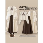 A gorgeous autumn French-style dress; a complete Chanel-inspired sweater and dress outfit for late autumn and winter.