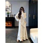 Three-dimensional floral asymmetrical sweater and knit skirt two-piece set for women, autumn and winter, elegant and ladylike style.