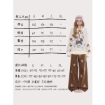 Rayohopp women's embroidered bear jeans, fleece-lined and thickened, autumn and winter style, American retro wide-leg pants, trendy.